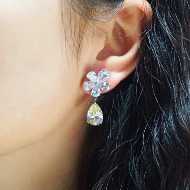 yellow diamond style earings
